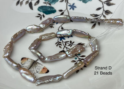 8-11x18-33 mm AAA Natural White Seaweed Biwa Stick Freshwater Pearl Beads Genuine High Luster Rare Thick Biwa Keshi Freshwater Pearls #P2965