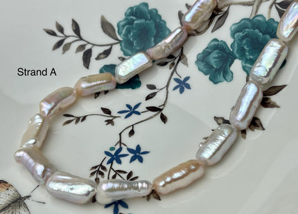 8-10x15-23 mm AAA Natural White Pink Biwa Stick Freshwater Pearl Beads Genuine High Luster Rare Thick Biwa Keshi Freshwater Pearls #P2966