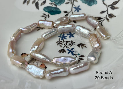 8-10x15-23 mm AAA Natural White Pink Biwa Stick Freshwater Pearl Beads Genuine High Luster Rare Thick Biwa Keshi Freshwater Pearls #P2966
