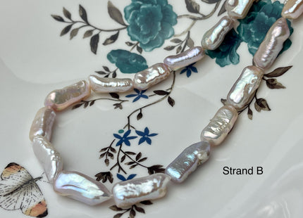 8-10x15-23 mm AAA Natural White Pink Biwa Stick Freshwater Pearl Beads Genuine High Luster Rare Thick Biwa Keshi Freshwater Pearls #P2966