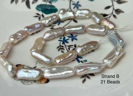 8-10x15-23 mm AAA Natural White Pink Biwa Stick Freshwater Pearl Beads Genuine High Luster Rare Thick Biwa Keshi Freshwater Pearls #P2966