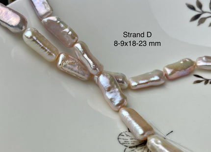 8-10x15-23 mm AAA Natural White Pink Biwa Stick Freshwater Pearl Beads Genuine High Luster Rare Thick Biwa Keshi Freshwater Pearls #P2966