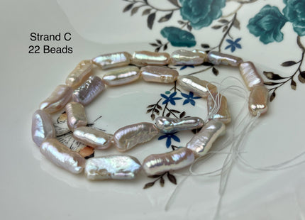 8-10x15-23 mm AAA Natural White Pink Biwa Stick Freshwater Pearl Beads Genuine High Luster Rare Thick Biwa Keshi Freshwater Pearls #P2966