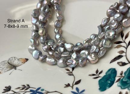7-9x8-14 mm AAA Gray Color Keshi Nugget Freshwater Pearl Beads Very Rare Genuine Super High Luster Tiny Keshi Rice Nugget Pearls #P2968