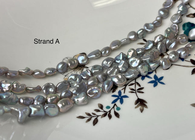7-9x8-14 mm AAA Gray Color Keshi Nugget Freshwater Pearl Beads Very Rare Genuine Super High Luster Tiny Keshi Rice Nugget Pearls #P2968