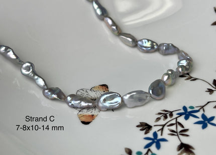 7-9x8-14 mm AAA Gray Color Keshi Nugget Freshwater Pearl Beads Very Rare Genuine Super High Luster Tiny Keshi Rice Nugget Pearls #P2968