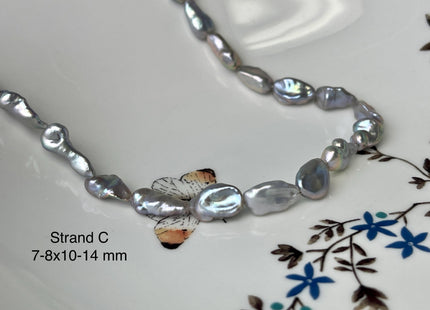 7-9x8-14 mm AAA Gray Color Keshi Nugget Freshwater Pearl Beads Very Rare Genuine Super High Luster Tiny Keshi Rice Nugget Pearls #P2968