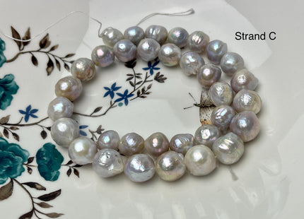 11-14 mm AAA Natural Mauve Pink White Seaweed Baroque Freshwater Pearl Beads Natural LargeBaroque Edison Pearl With Iridescent Color #P2969