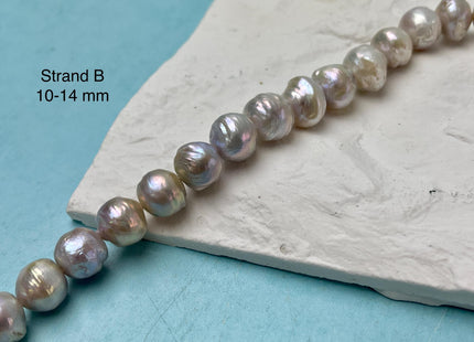 11-14 mm AAA Natural Mauve Pink White Seaweed Baroque Freshwater Pearl Beads Natural LargeBaroque Edison Pearl With Iridescent Color #P2969