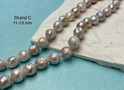 11-14 mm AAA Natural Mauve Pink White Seaweed Baroque Freshwater Pearl Beads Natural LargeBaroque Edison Pearl With Iridescent Color #P2969