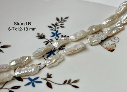 6-11x10-18 mm AAA Natural White and Pink Biwa Stick Freshwater Pearl Beads Genuine High Luster Rare Biwa Keshi Freshwater Pearls #P2970