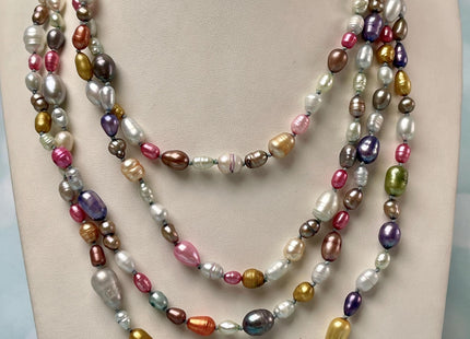 64-72 inches 5-13 mm Mixed Genuine Pearl Necklace Multi Color Pearl Beads Bridal Pearl Necklace Long Genuine Mixed Pearl Necklace #P2971