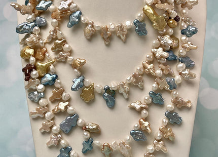 64-72 inches 5-13 mm Mixed Genuine Pearl Necklace Multi Color Pearl Beads Bridal Pearl Necklace Long Genuine Mixed Pearl Necklace #P2971