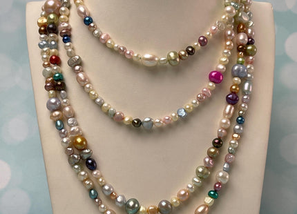 64-72 inches 5-13 mm Mixed Genuine Pearl Necklace Multi Color Pearl Beads Bridal Pearl Necklace Long Genuine Mixed Pearl Necklace #P2971