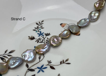 10-19 mm AAA Very Rare Natural Champagne Seaweed Mauve Pink Flat Keshi Freshwater Pearl Beads Rare Keshi Freshwater Pearls #P2941