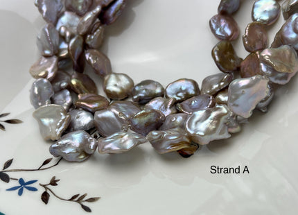 10-19 mm AAA Very Rare Natural Champagne Seaweed Mauve Pink Flat Keshi Freshwater Pearl Beads Rare Keshi Freshwater Pearls #P2941