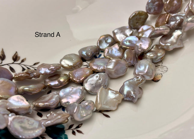 10-19 mm AAA Very Rare Natural Champagne Seaweed Mauve Pink Flat Keshi Freshwater Pearl Beads Rare Keshi Freshwater Pearls #P2941