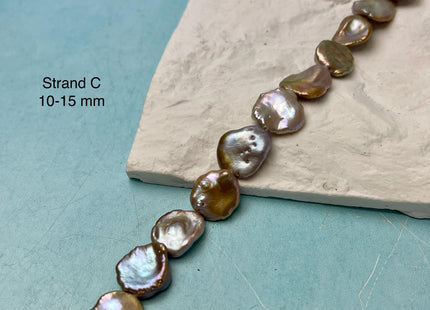 10-19 mm AAA Very Rare Natural Champagne Seaweed Mauve Pink Flat Keshi Freshwater Pearl Beads Rare Keshi Freshwater Pearls #P2941