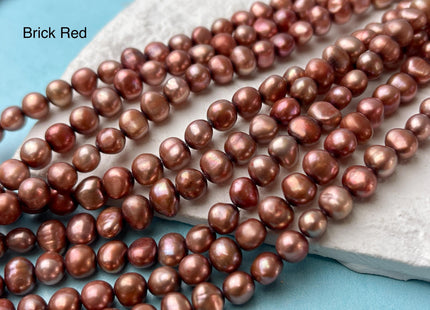 7-9 mm Beige Sage Green Brick Red Color Potato Nugget Freshwater Pearl Beads Genuine Freshwater Pearl Beads #P2985