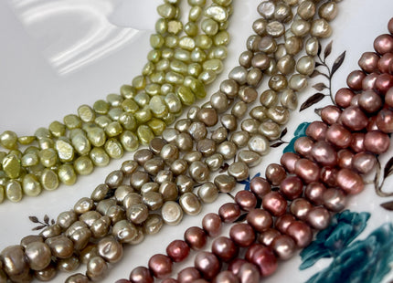 7-9 mm Beige Sage Green Brick Red Color Potato Nugget Freshwater Pearl Beads Genuine Freshwater Pearl Beads #P2985