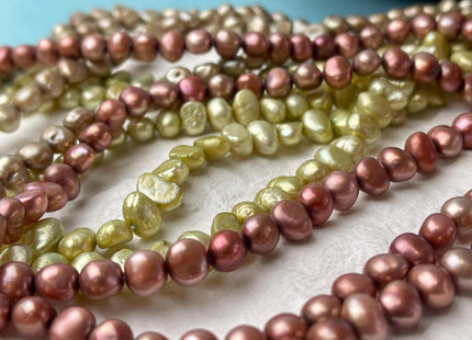 7-9 mm Beige Sage Green Brick Red Color Potato Nugget Freshwater Pearl Beads Genuine Freshwater Pearl Beads #P2985