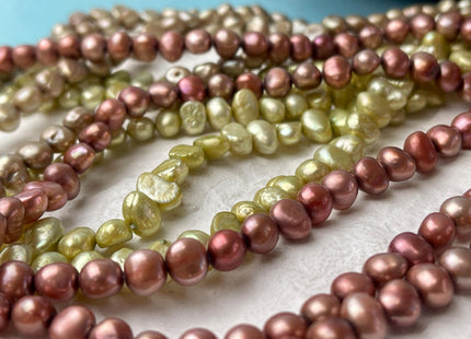 7-9 mm Beige Sage Green Brick Red Color Potato Nugget Freshwater Pearl Beads Genuine Freshwater Pearl Beads #P2985
