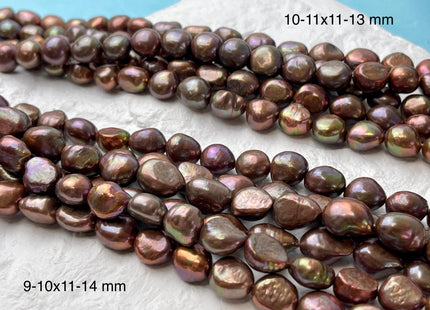 9-11x11-14 mm AA Dark Chocolate Brown Color Freshwater Pearl Nugget Beads Dark Brown Genuine Rice Nugget Pearls #P2986