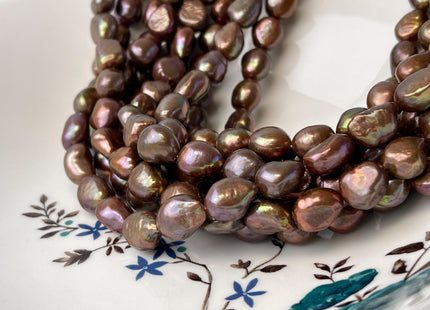 9-11x11-14 mm AA Dark Chocolate Brown Color Freshwater Pearl Nugget Beads Dark Brown Genuine Rice Nugget Pearls #P2986