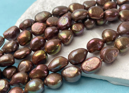 9-11x11-14 mm AA Dark Chocolate Brown Color Freshwater Pearl Nugget Beads Dark Brown Genuine Rice Nugget Pearls #P2986