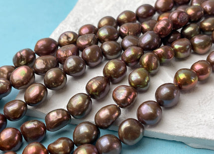 9-11x11-14 mm AA Dark Chocolate Brown Color Freshwater Pearl Nugget Beads Dark Brown Genuine Rice Nugget Pearls #P2986