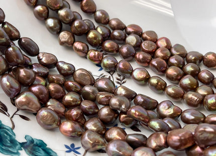 9-11x11-14 mm AA Dark Chocolate Brown Color Freshwater Pearl Nugget Beads Dark Brown Genuine Rice Nugget Pearls #P2986