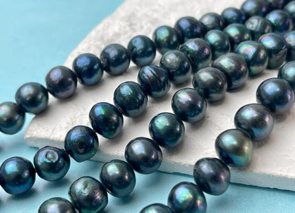 9-10 mm Ultra Dark Sacramento Green Color Potato Freshwater Pearl Beads Genuine Freshwater Pearl 45 Beads #P2987