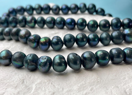 9-10 mm Ultra Dark Sacramento Green Color Potato Freshwater Pearl Beads Genuine Freshwater Pearl 45 Beads #P2987