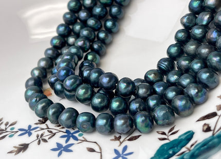 9-10 mm Ultra Dark Sacramento Green Color Potato Freshwater Pearl Beads Genuine Freshwater Pearl 45 Beads #P2987