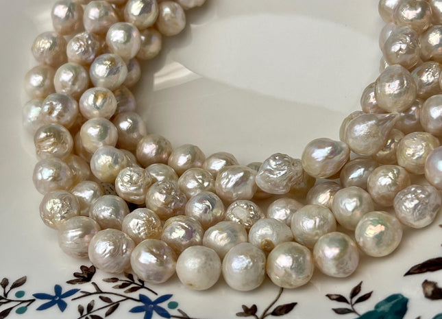 9-10 mm Natural White Baroque Freshwater Pearl Beads Baroque Edison Pearls Natural Wrinkled Baroque Freshwater Pearl Beads #P2988