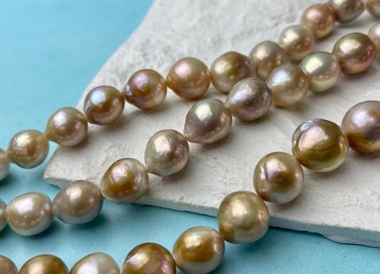 10-13 mm AAA Natural Mauve Pink Seaweed Baroque Freshwater Pearl Beads Natural Large Baroque Edison Pearl With Iridescent Color #P2989