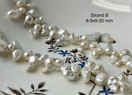 6-9x8-20 mm AAA Natural White Keshi Freshwater Pearl Beads Top Drilled Genuine Natural White Keshi Freshwater Pearl Beads #P2992