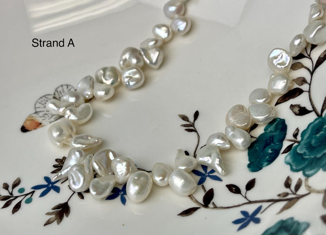 6-9x8-20 mm AAA Natural White Keshi Freshwater Pearl Beads Top Drilled Genuine Natural White Keshi Freshwater Pearl Beads #P2992