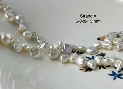 6-9x8-20 mm AAA Natural White Keshi Freshwater Pearl Beads Top Drilled Genuine Natural White Keshi Freshwater Pearl Beads #P2992