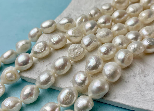 10-11x11-14 mm Natural White Large Rice Nugget Freshwater Pearl Beads Genuine Natural White Freshwater Pearl Rice Nuggets B Grade #P2994