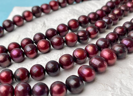 9-10 mm Burgundy Red Color Off Round Freshwater Pearl Bead Genuine Dark Red Color Off Round Freshwater Pearls #P2996