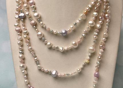 64 Inches 4-8 mm AAA Natural White Potato Freshwater Pearl Necklace Bridal Pearl Necklace Genuine Pearl Long Necklaces #P2979