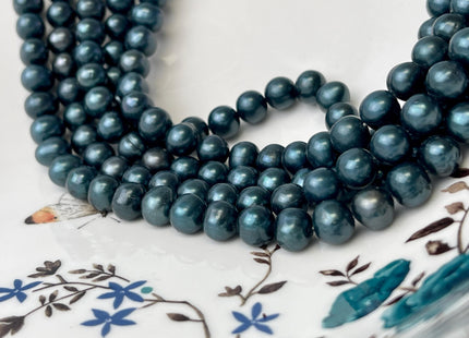 8-9 mm AA Ultra Dark Sacramento Green Color Potato Freshwater Pearl Beads Genuine Freshwater Pearl 47 Beads #P2997