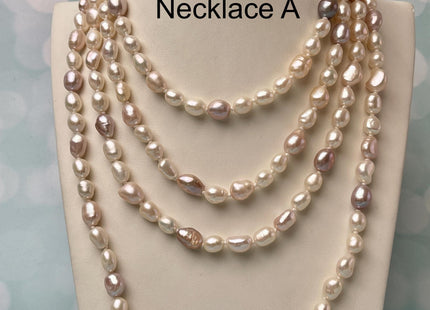 64 Inches 4-8 mm AAA Natural White Potato Freshwater Pearl Necklace Bridal Pearl Necklace Genuine Pearl Long Necklaces #P2980