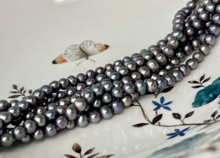 5-6 mm AAA Metallic Peacock Color Potato Freshwater Pearl Beads Genuine High Quality Peacock Gray Color Freshwater Pearls #P3002