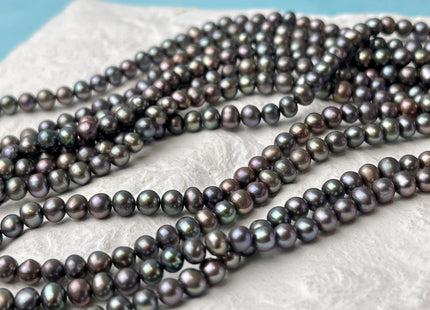 4-4.5 mm AAA Dark Gray Peacock Color Potato Freshwater Pearl Beads Genuine High Quality Peacock Gray Color Freshwater Pearls #P3004
