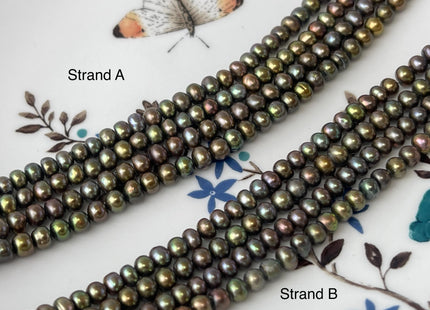 4-5 mm Dark Forest Green Brown Color Potato Freshwater Pearl Beads Genuine Freshwater Pearl Beads Forest Green Potato Pearl Beads #P3005