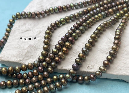 4-5 mm Dark Forest Green Brown Color Potato Freshwater Pearl Beads Genuine Freshwater Pearl Beads Forest Green Potato Pearl Beads #P3005