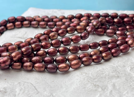 4-4.5x5-6 mm Burgundy Red and Brown Color Rice/Oval Freshwater Pearl Beads Genuine Freshwater Pearl Beads #P3006
