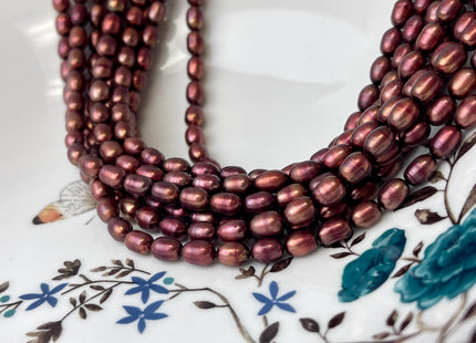 4-4.5x5-6 mm Burgundy Red and Brown Color Rice/Oval Freshwater Pearl Beads Genuine Freshwater Pearl Beads #P3006